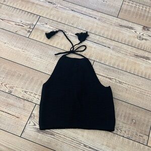 525 America Black Knit Halter Top